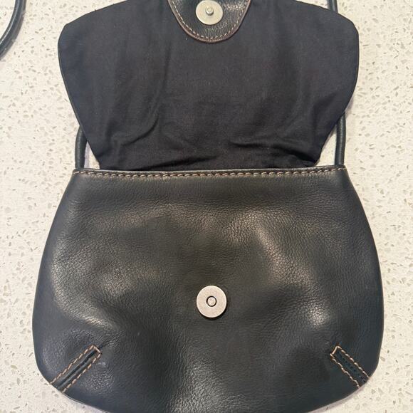 Fossil Black Small Leather Flap Crossybody Bag Everyday Minimalist Chic Luxe - Picture 6 of 7